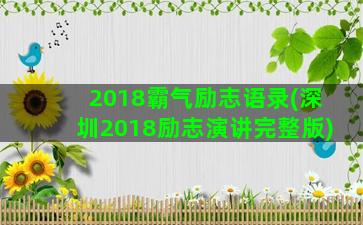 2018霸气励志语录(深圳2018励志演讲完整版)