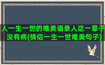 人一生一世的唯美语录人这一辈子没有病(情侣一生一世唯美句子)