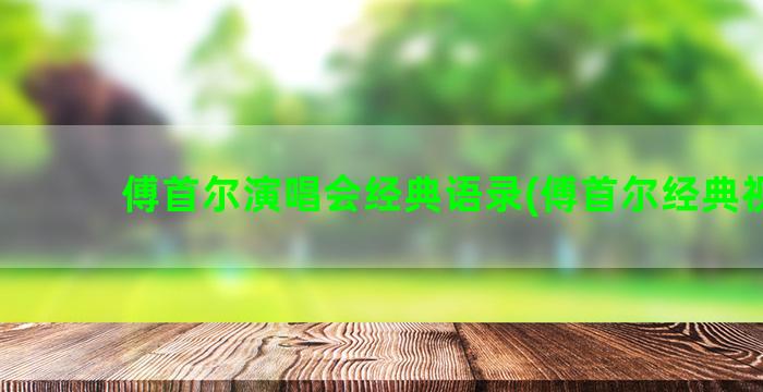 傅首尔演唱会经典语录(傅首尔经典视频)