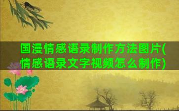 国漫情感语录制作方法图片(情感语录文字视频怎么制作)