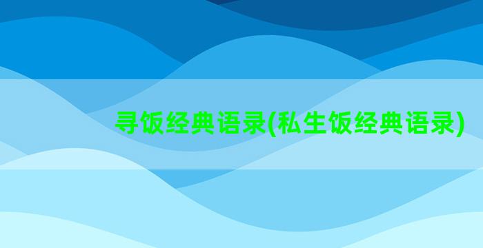 寻饭经典语录(私生饭经典语录)