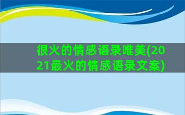 很火的情感语录唯美(2021最火的情感语录文案)