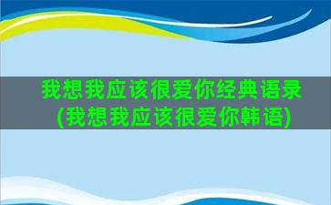 我想我应该很爱你经典语录(我想我应该很爱你韩语)