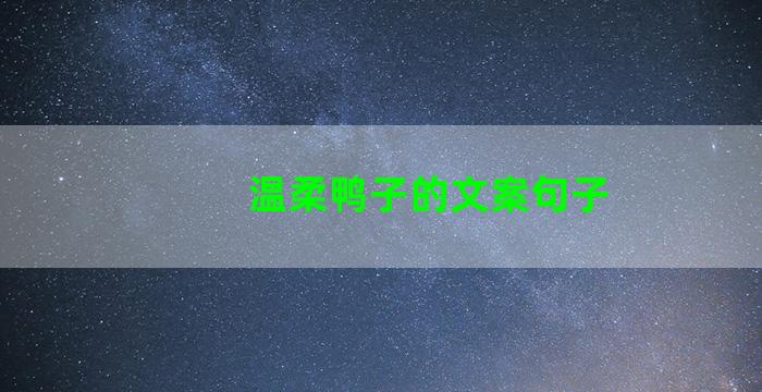 温柔鸭子的文案句子