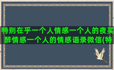 特别在乎一个人情感一个人的夜买醉情感一个人的情感语录微信(特别在乎一个人的签名)