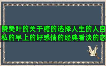 赞美叶的关于糖的选择人生的人自私的早上的好感情的经典看淡的恋爱句子说说心情